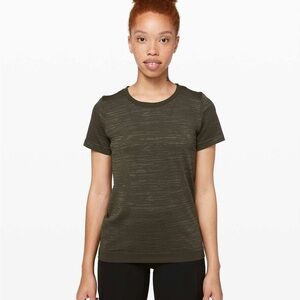 Lululemon Swiftly Tech Short Sleeve Relaxed Fit in Dark Olive/Fatigue Green